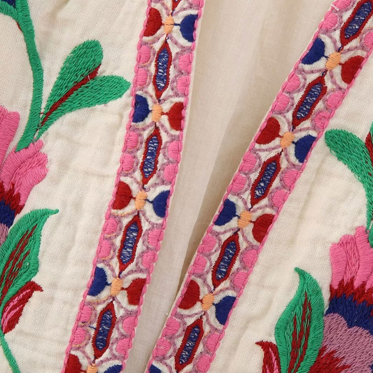 Pink Blooms Boho Floral Embroidered Vest