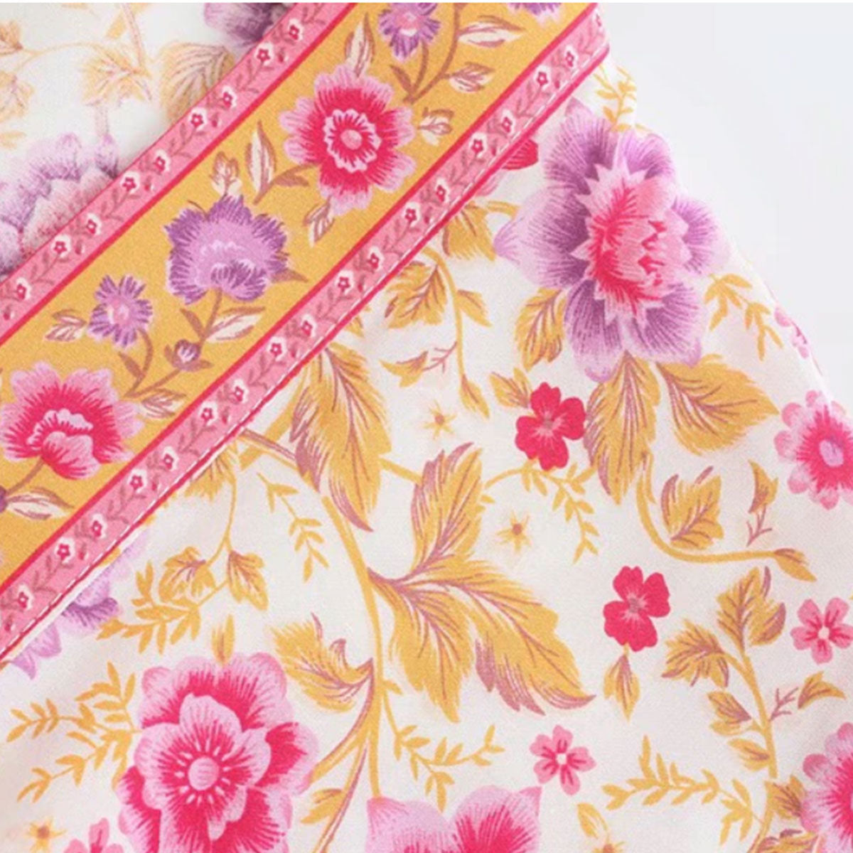 Petal Pink Boho Floral Print Midi Robe