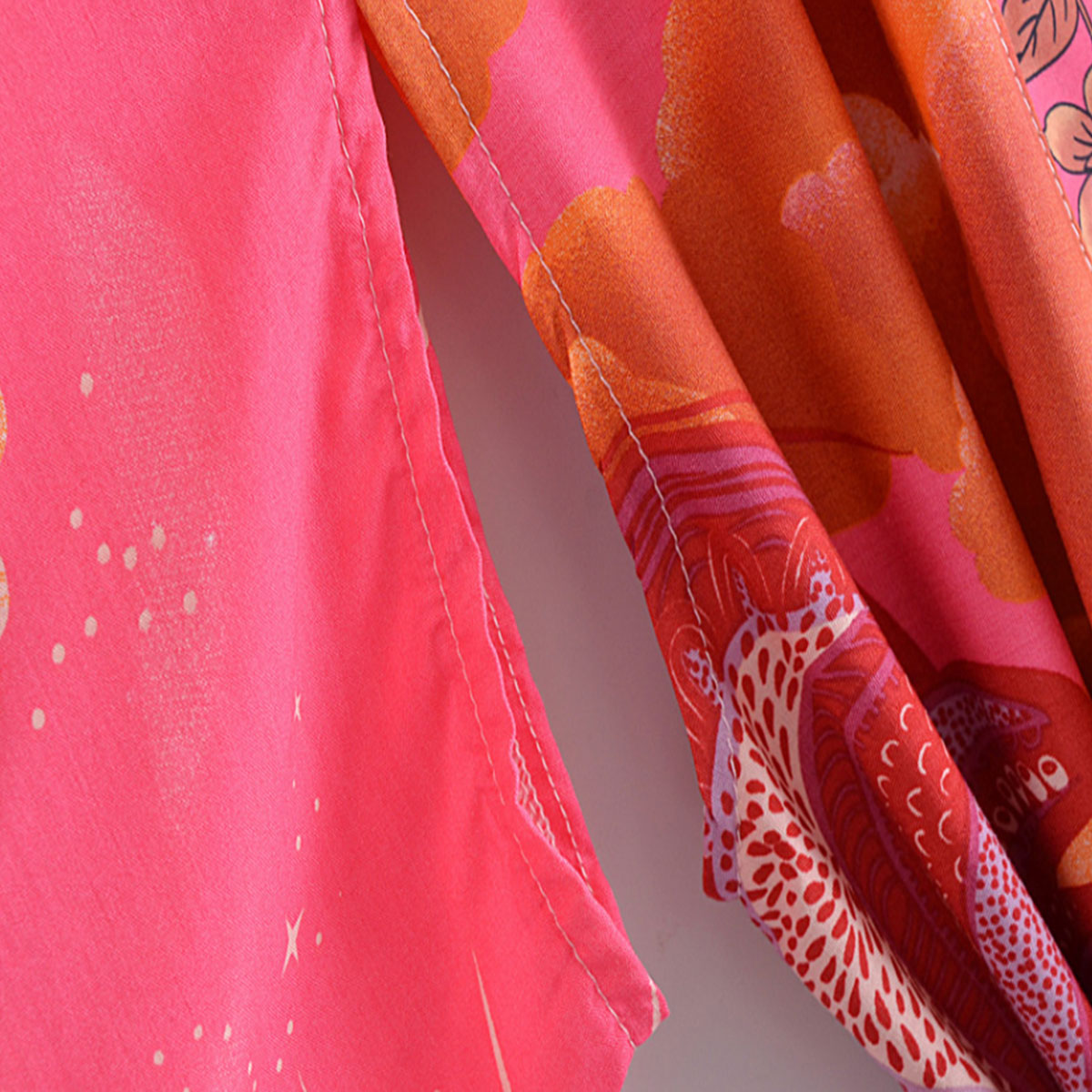 Moonstruck Pink Goddess Boho Kimono Maxi Robe