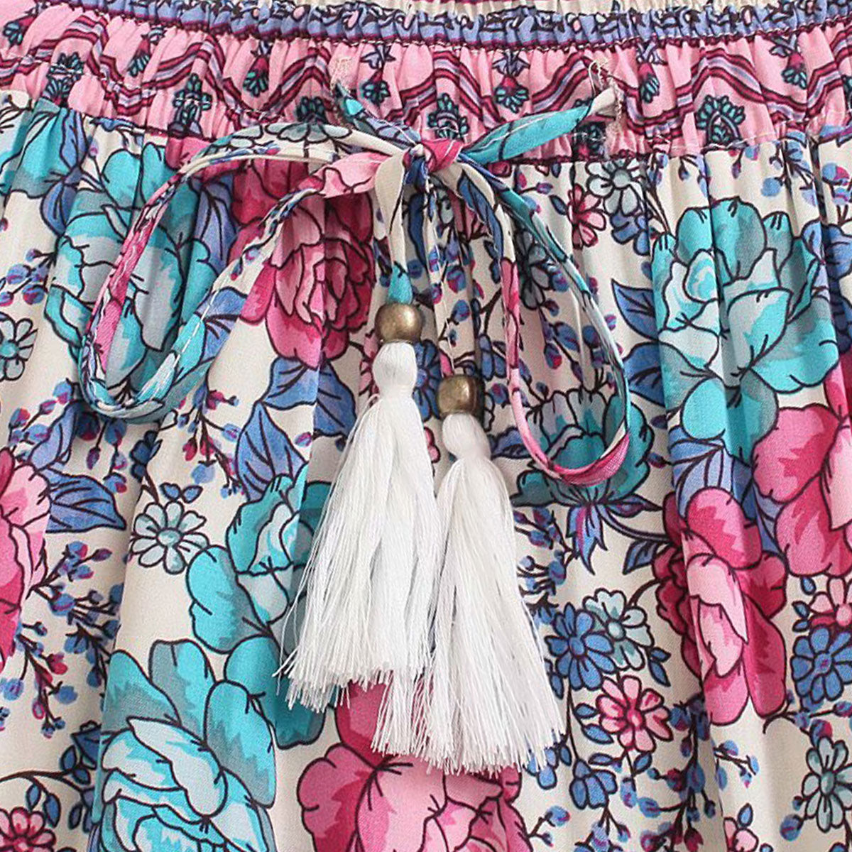 Rose Bloom Boho Floral Print Maxi Skirt