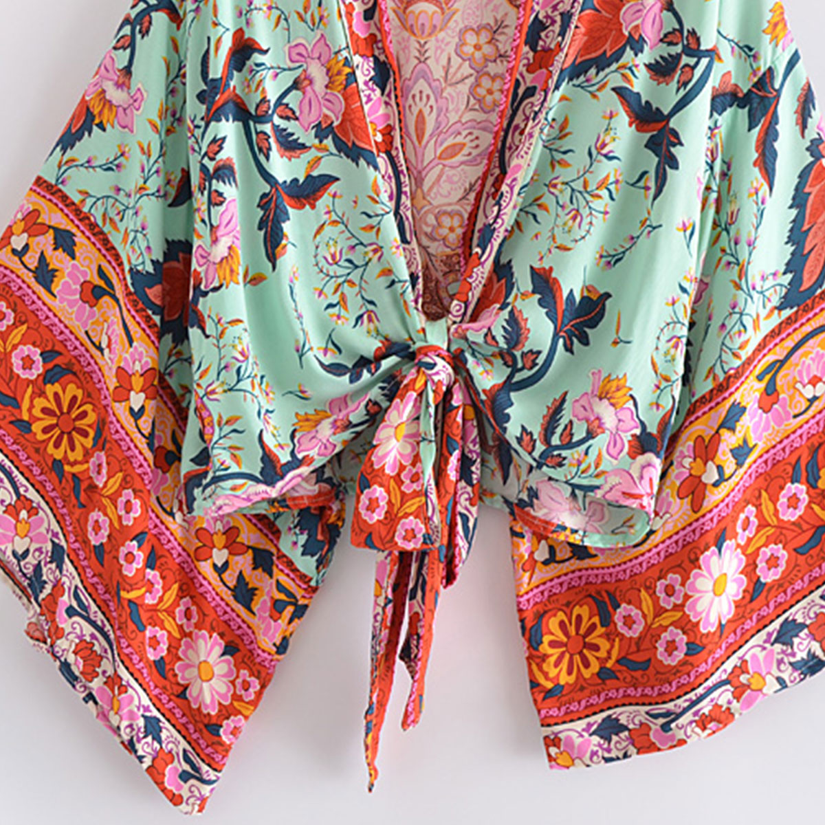 Aqua Blue Boho Floral Print Crop Top