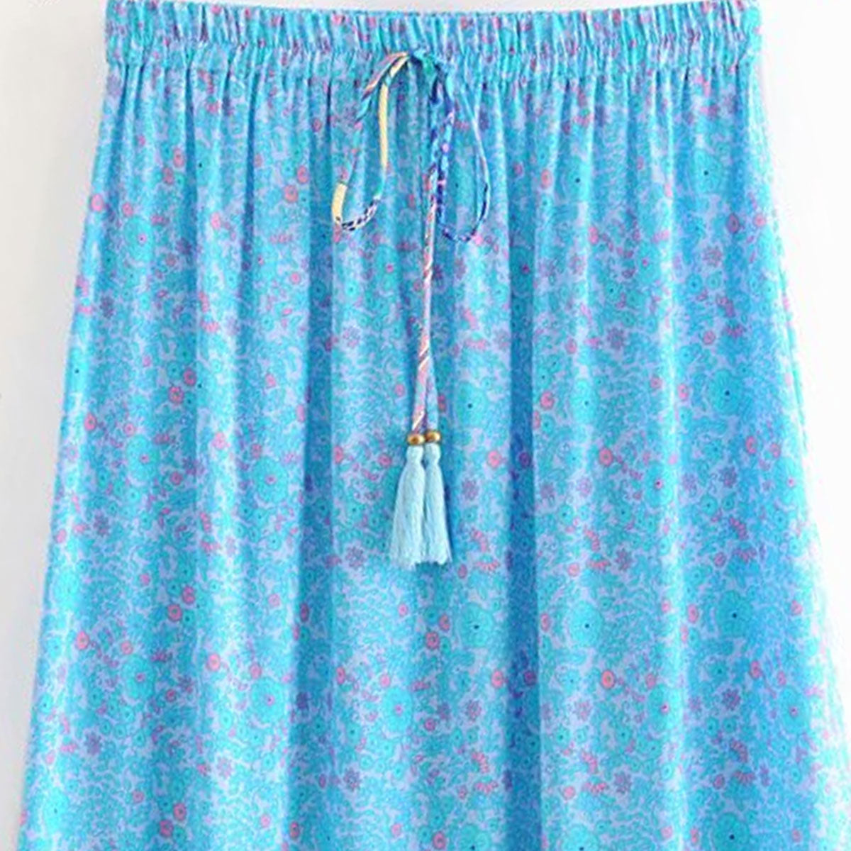 Island Sea Boho Floral Print Maxi Skirt