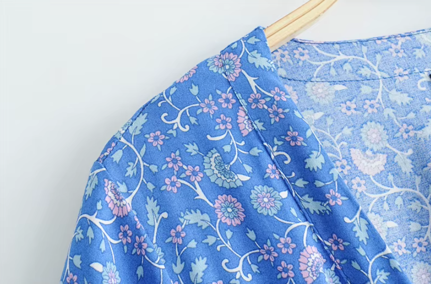 Whispering Willow Boho Floral Print Maxi Dress