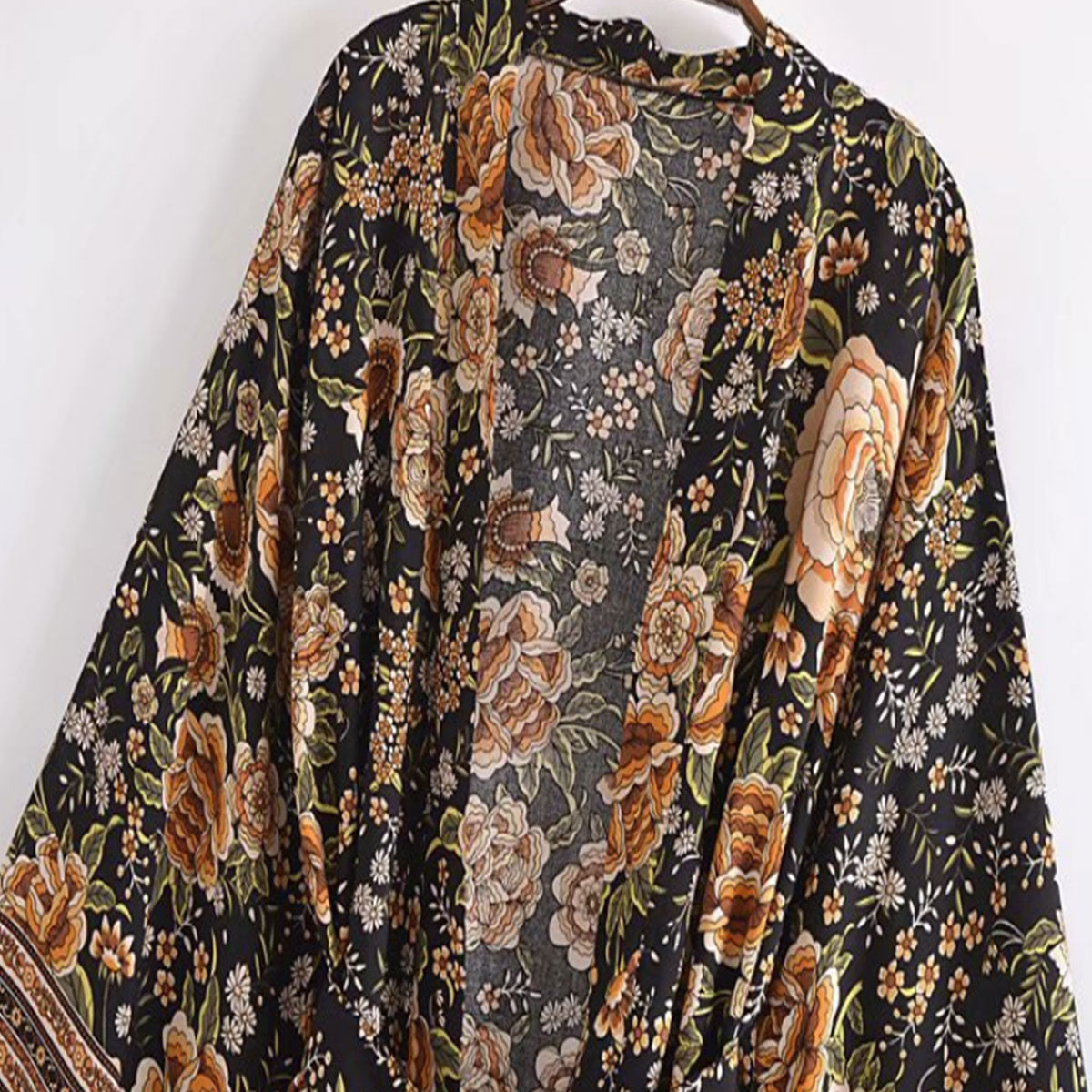 Midnight Pony Boho Floral Print Short Robe