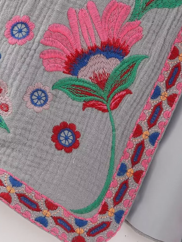 Ash Blooms Boho Floral Embroidered Vest