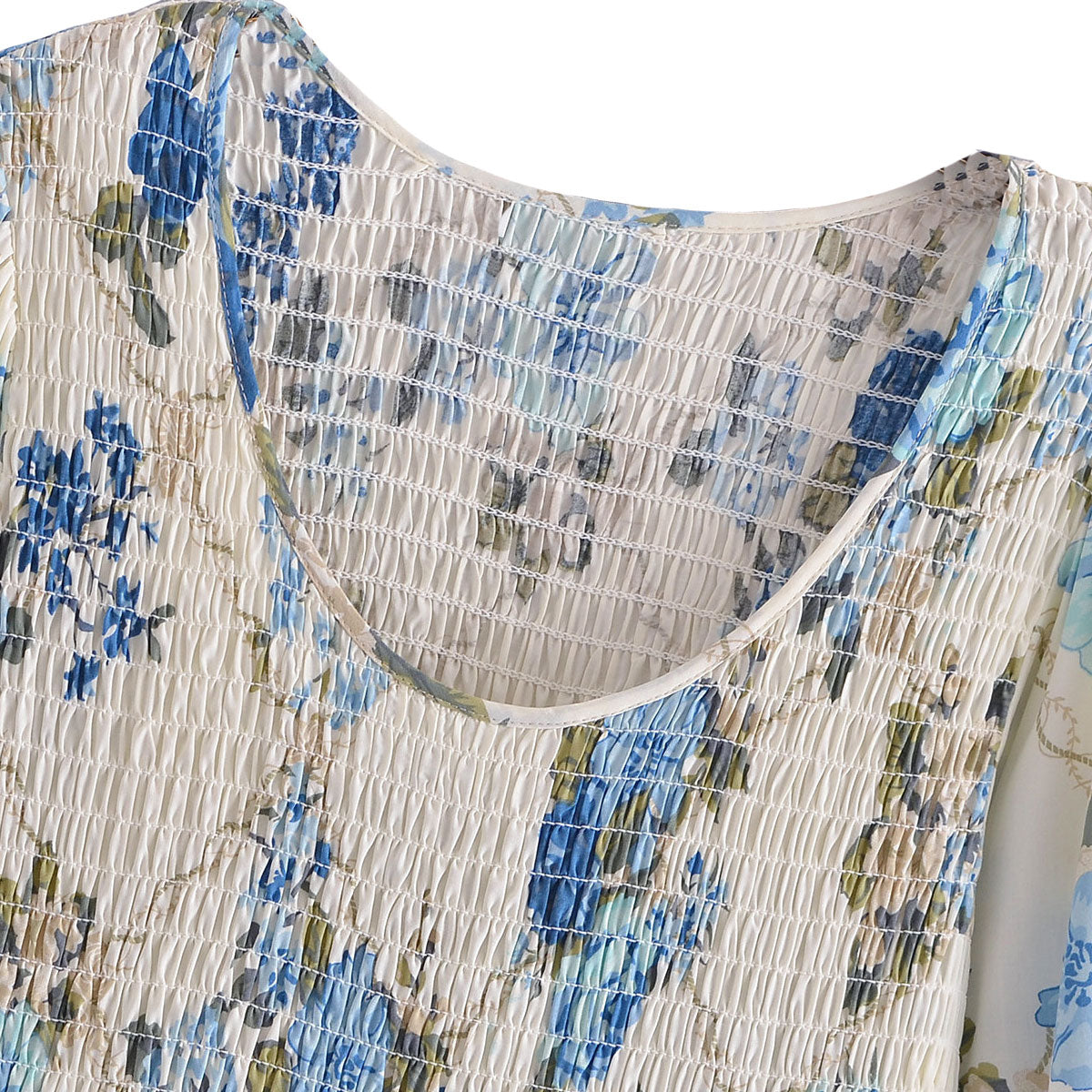 Wildflower Blue Boho Floral Print Long Sleeve Maxi Dress