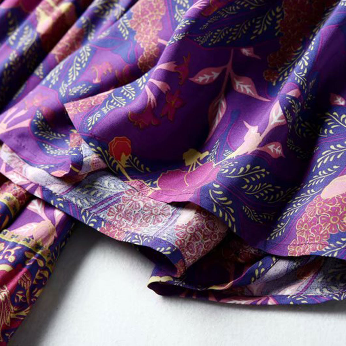 Mulberry Purple Boho Floral Print Maxi Dress