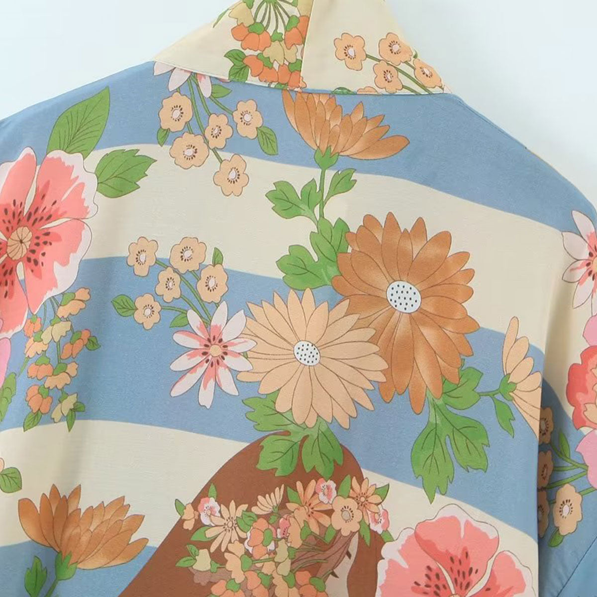 Blue Blooms Boho Floral Print Maxi Robe