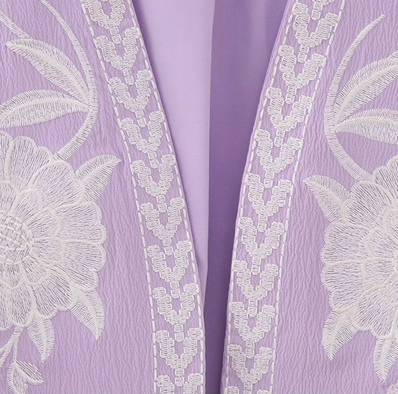 Lavender Blooms Boho Floral Embroidered Vest