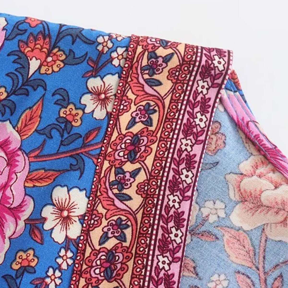 Royal Bloom Boho Floral Print Midi Dress