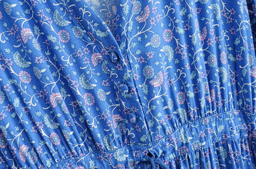 Whispering Willow Boho Floral Print Maxi Dress