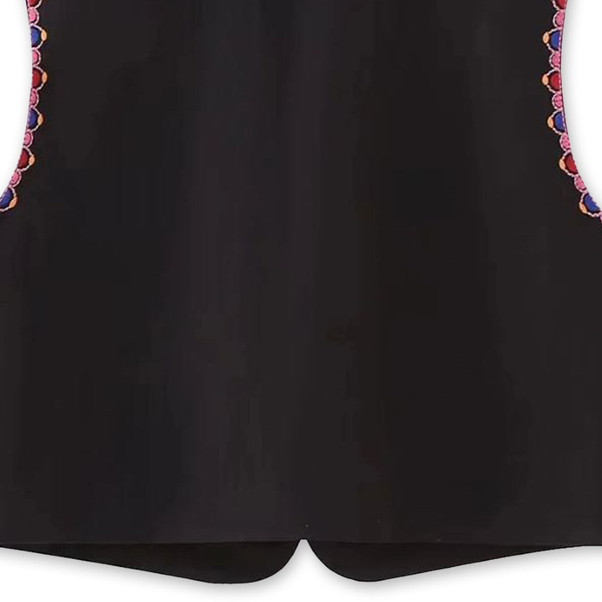 Black Blooms Boho Floral Embroidered Vest