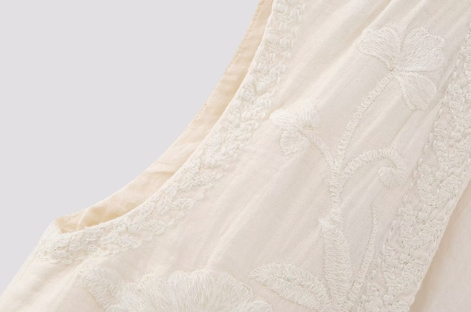 White Blooms Boho Floral Embroidered Vest