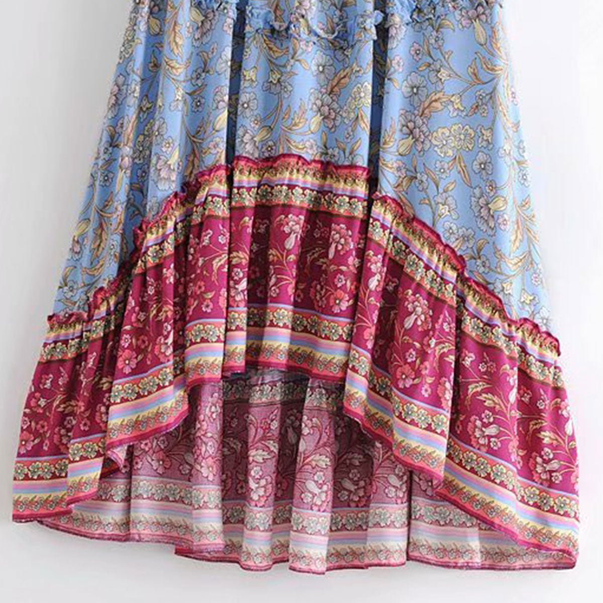 Periwinkle Dream Boho Floral Print Maxi Skirt