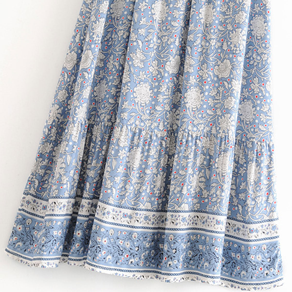 Blue Bliss Boho Floral Print Maxi Skirt