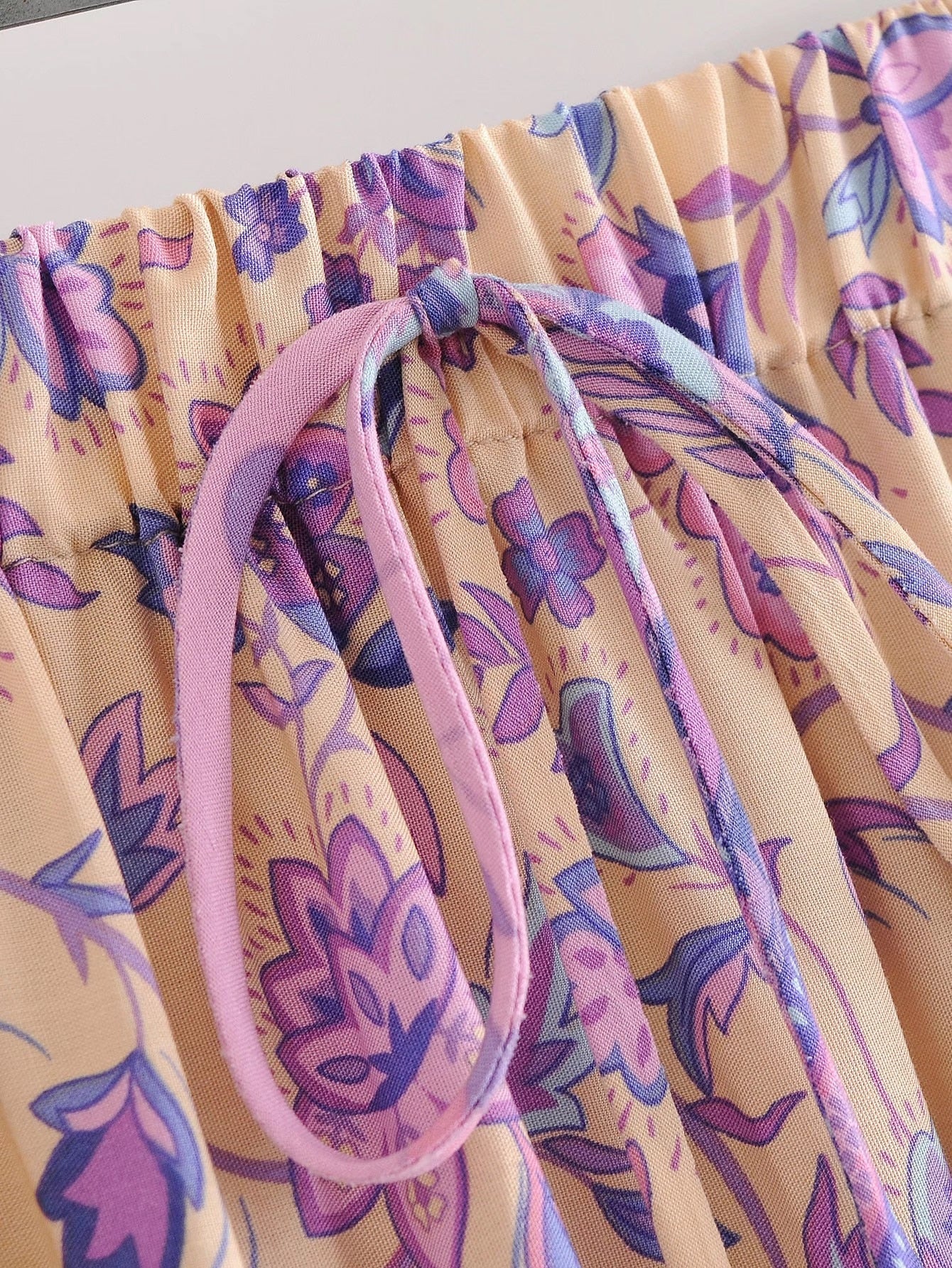 Lavender Falls Floral Print Boho Maxi Skirt