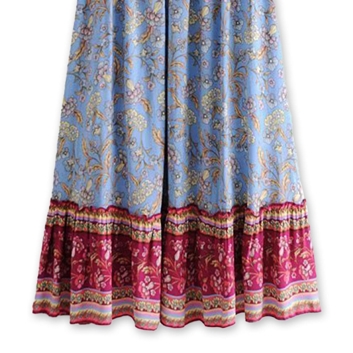 Periwinkle Dream Boho Floral Print Maxi Skirt