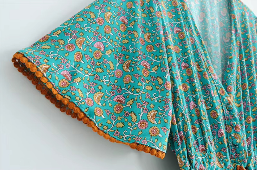 Coastal Charm Boho Floral Print Maxi Dress