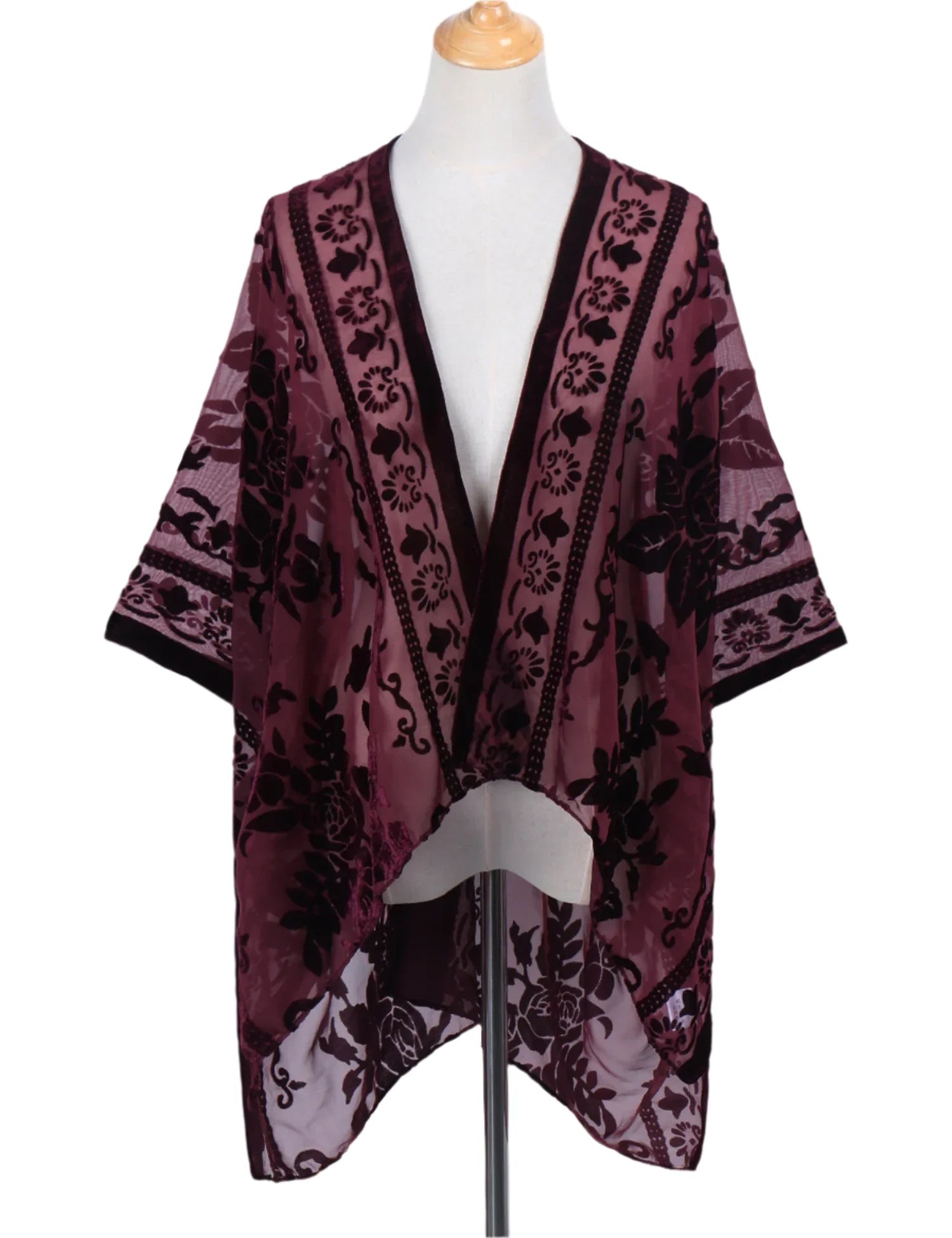 Velvet Whisper Floral Burnout Kimono