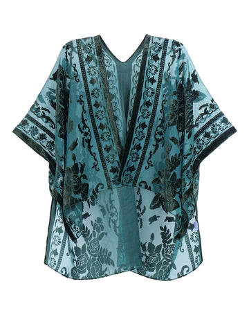 Velvet Whisper Floral Burnout Kimono