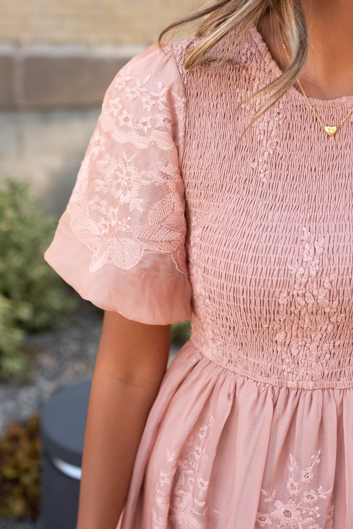 Alyanna Dusty Pink Embroidered Dress