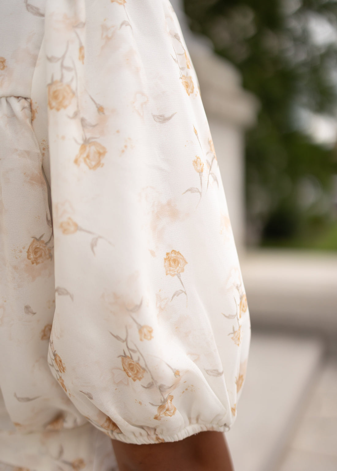 Cari Cream Floral Smocked Dress