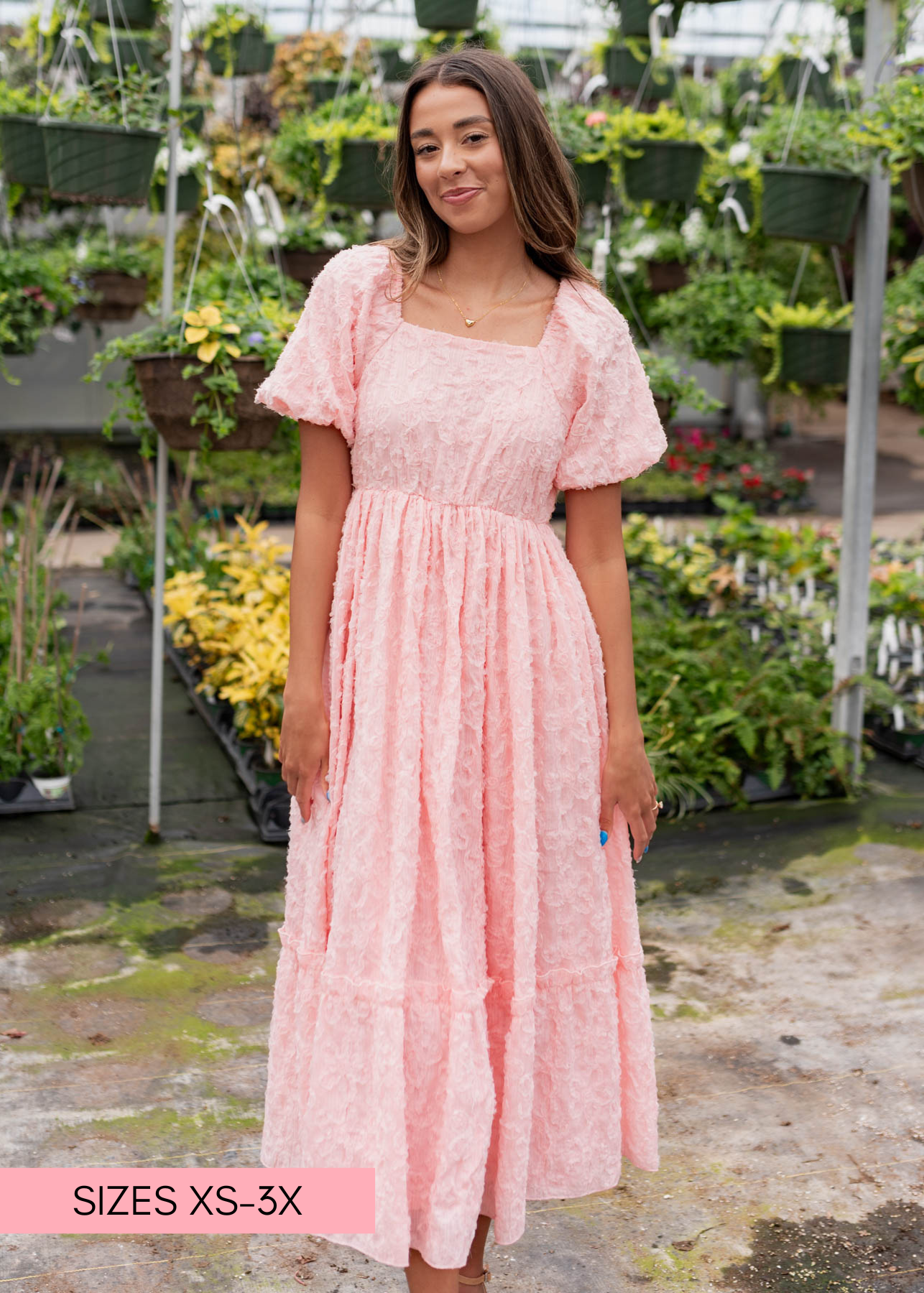 Carlee Pink Floral Textured Dress