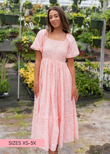 Carlee Pink Floral Textured Dress