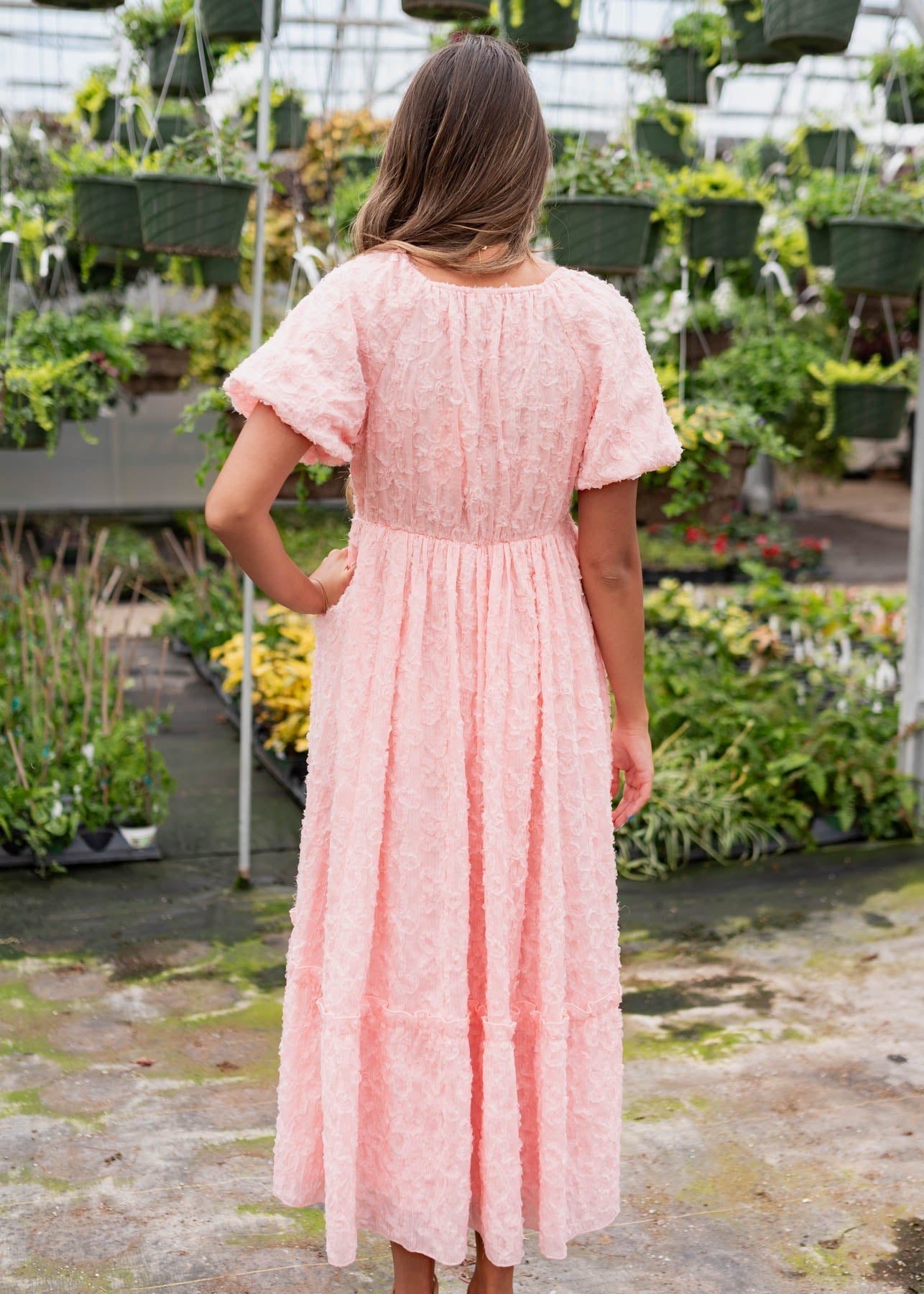 Carlee Pink Floral Textured Dress