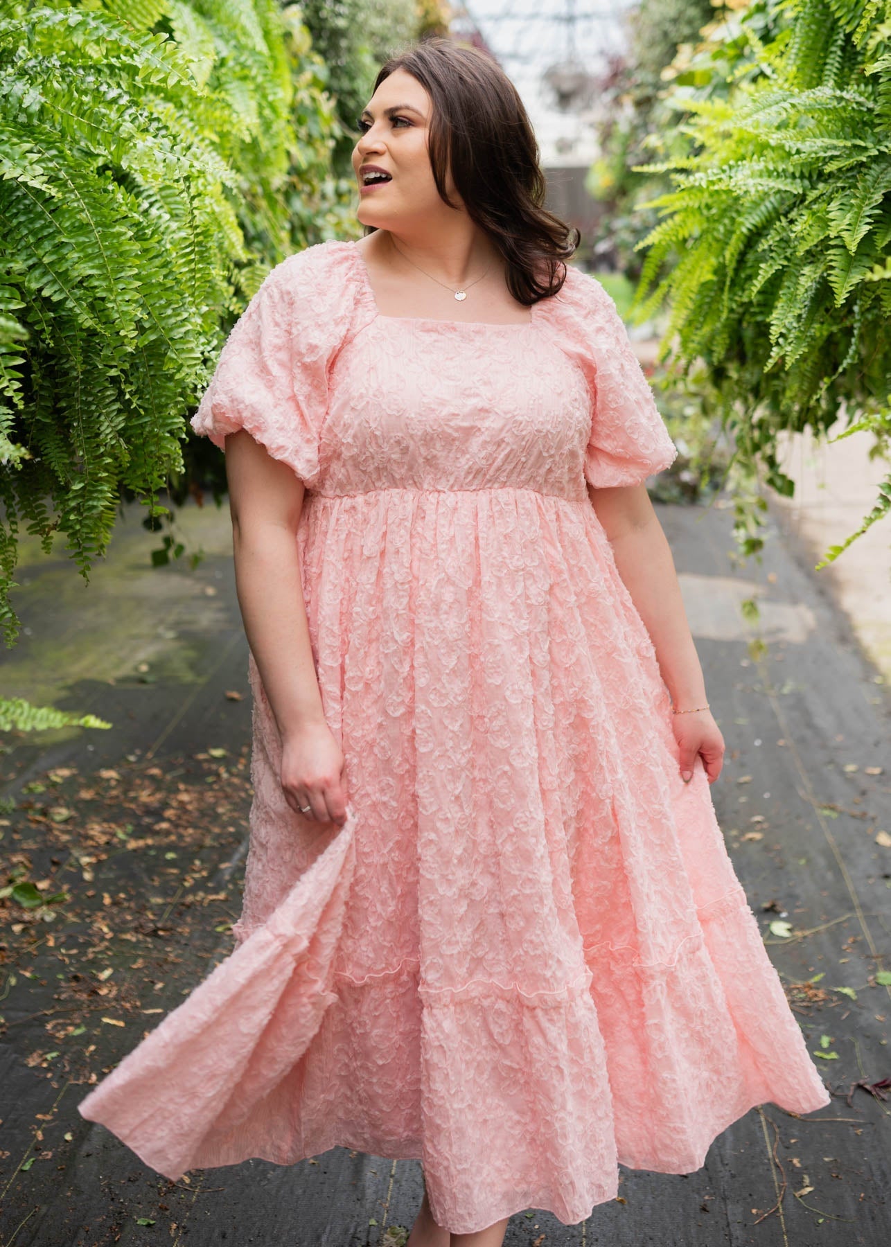 Carlee Pink Floral Textured Dress