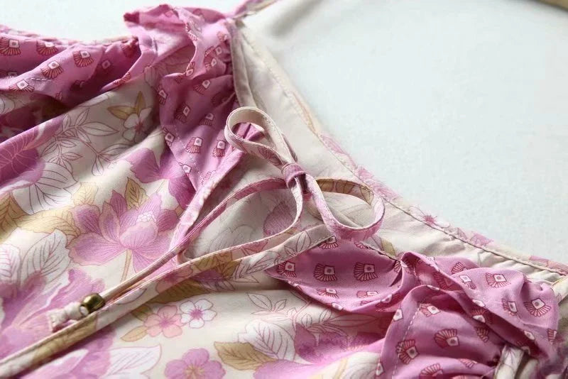 Wildflower Wanderer Boho Floral Print Midi Dress