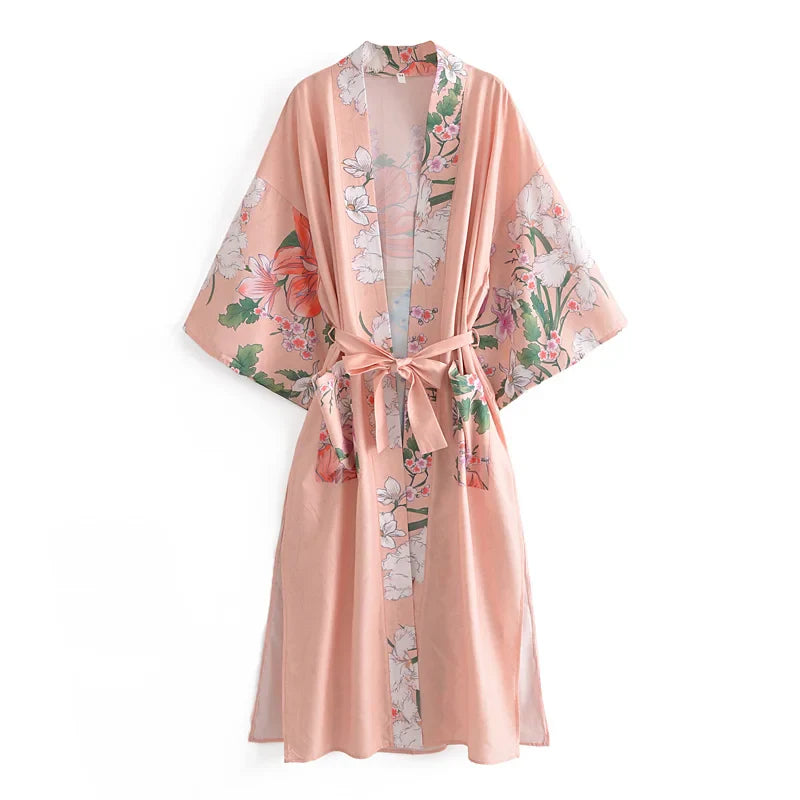 Ros¨¦ Pink Peacock Boho Maxi Robe