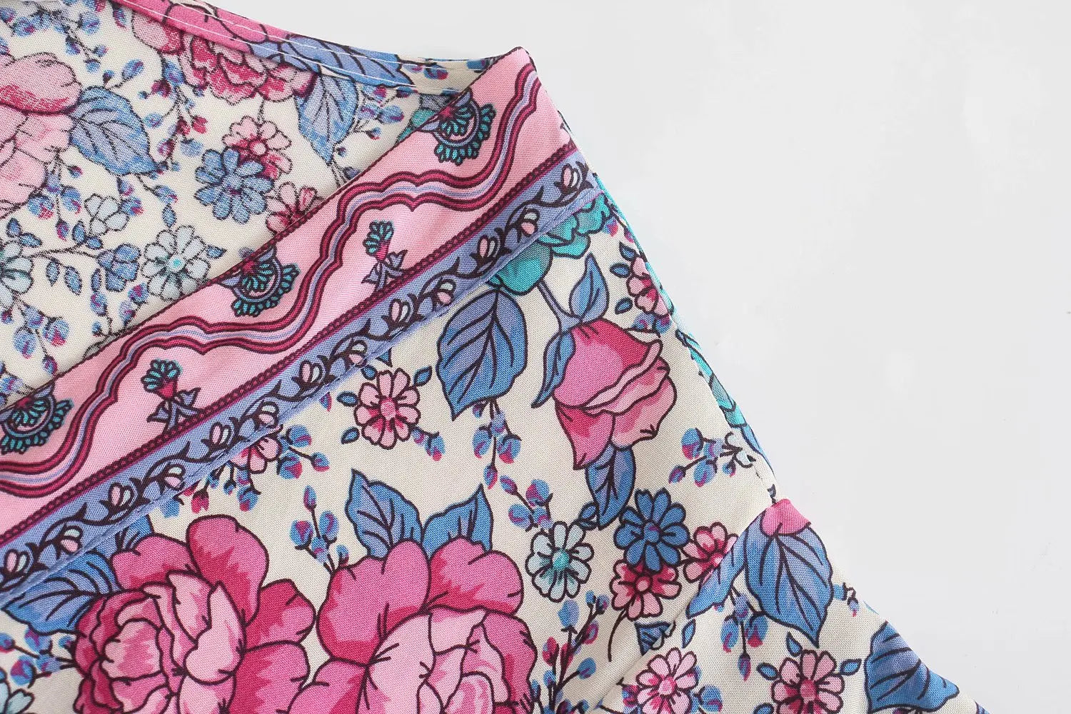 Rose Bloom Boho Floral Print Midi Dress