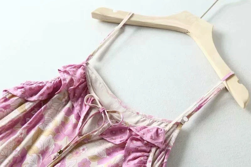 Wildflower Wanderer Boho Floral Print Midi Dress