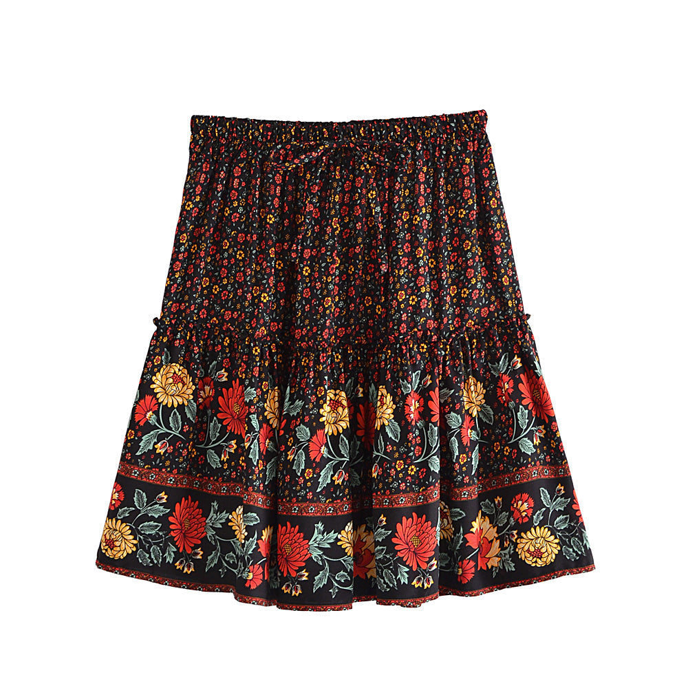 Midnight Garden Floral Print Mini Skirt