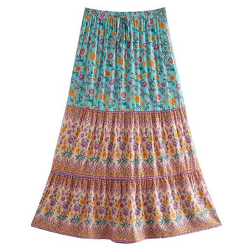 Celeste Boho Floral Print Midi Skirt