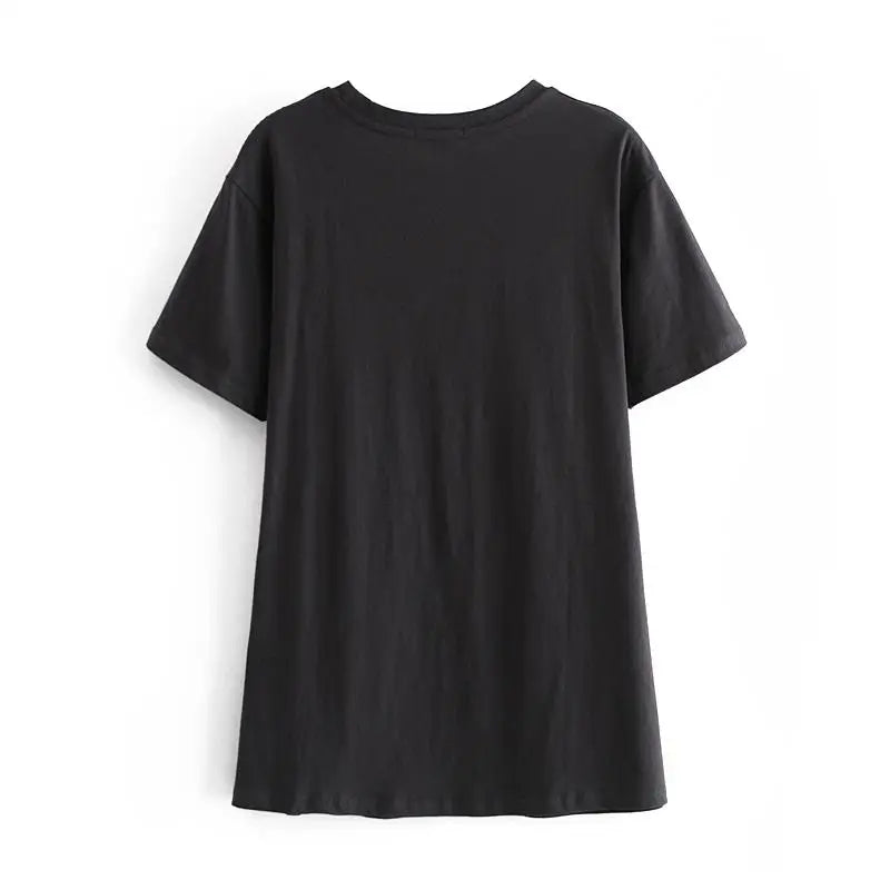 Black Retro-Inspired Boho Chic Graphic Tshirt