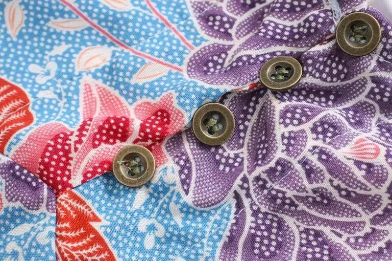 Blooming Blue Boho Floral Print Midi Dress