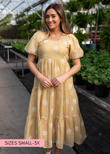 Jayla Yellow Embroidered Dress