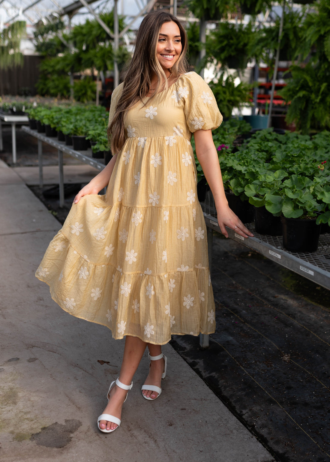 Jayla Yellow Embroidered Dress