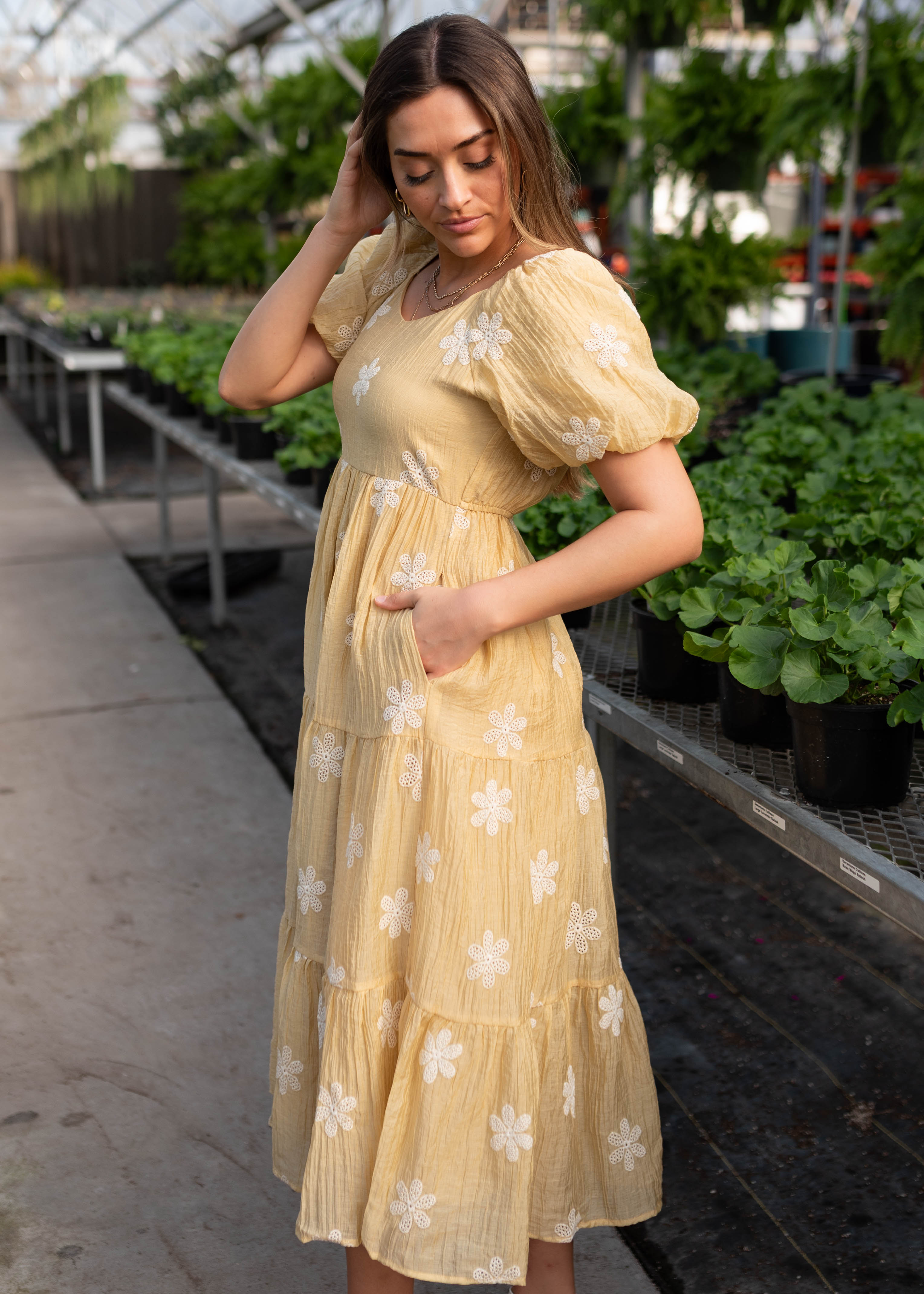 Jayla Yellow Embroidered Dress
