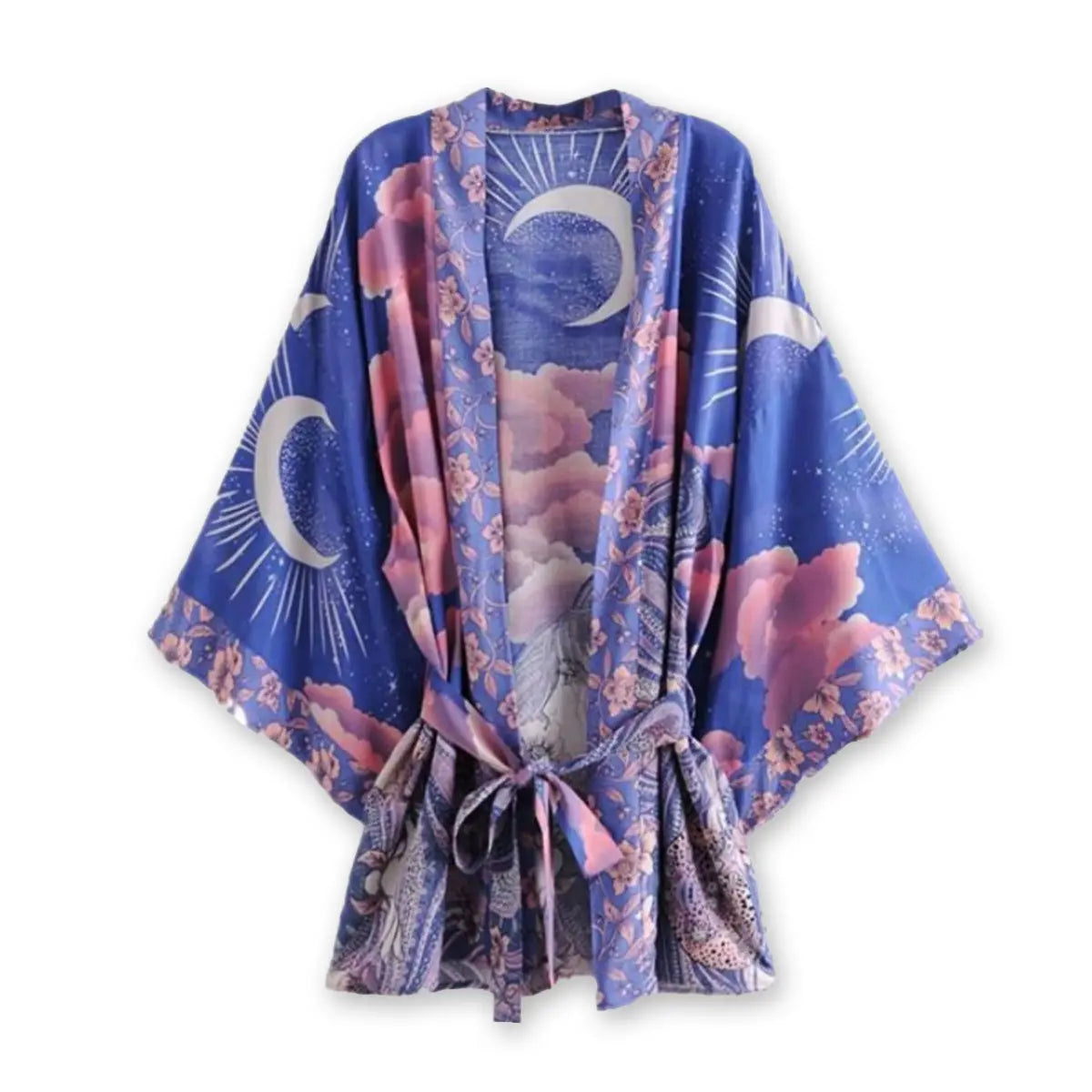 Moonstruck Indigo Goddess Boho Short Kimono Robe