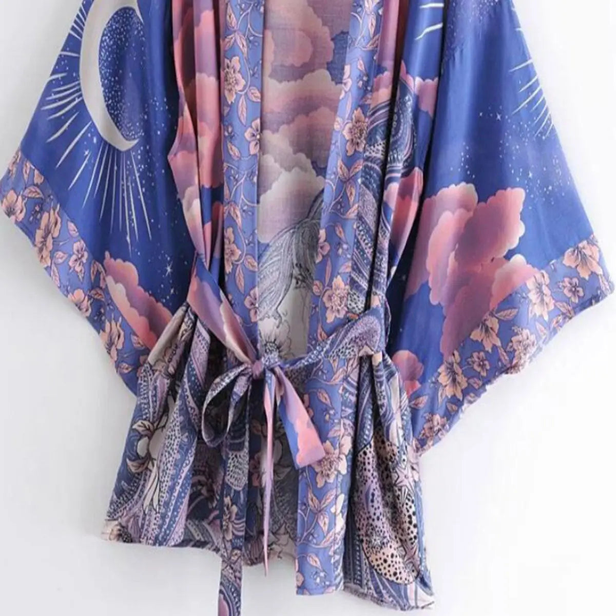 Moonstruck Indigo Goddess Boho Short Kimono Robe