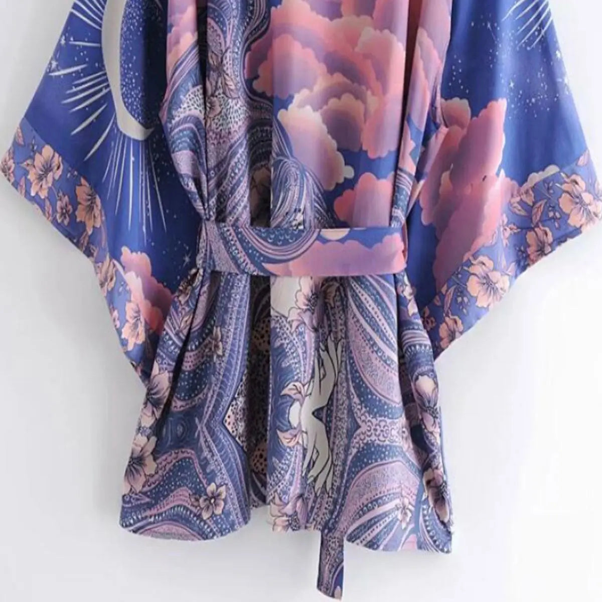 Moonstruck Indigo Goddess Boho Short Kimono Robe