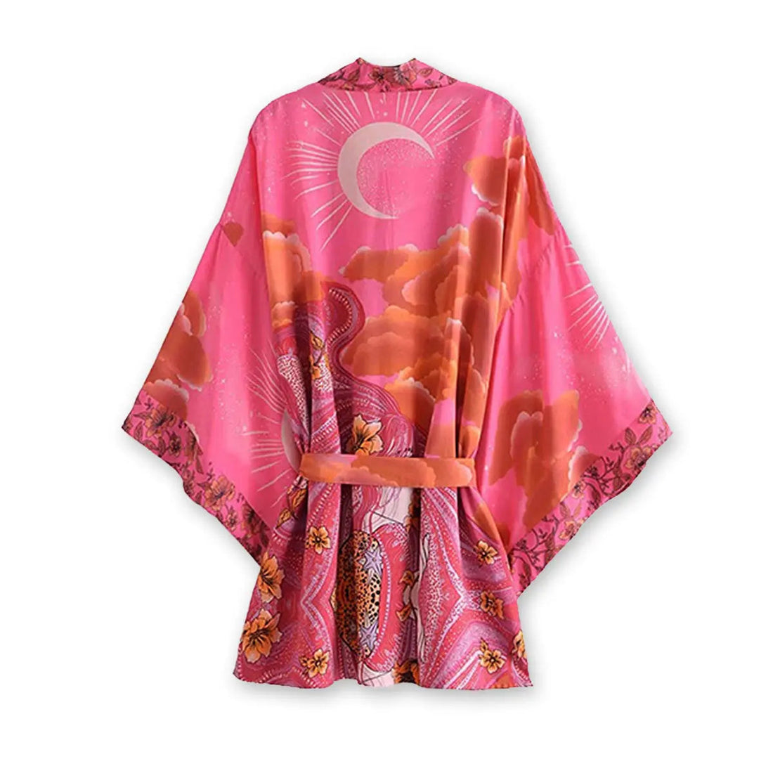 Moonstruck Pink Goddess Boho Kimono Short Robe