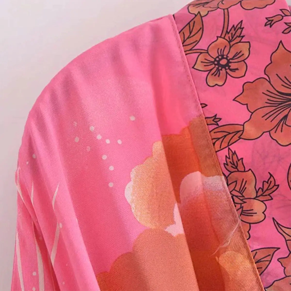 Moonstruck Pink Goddess Boho Kimono Short Robe