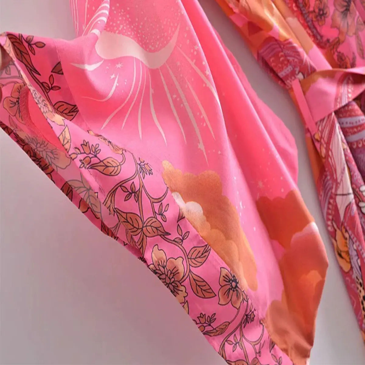 Moonstruck Pink Goddess Boho Kimono Short Robe