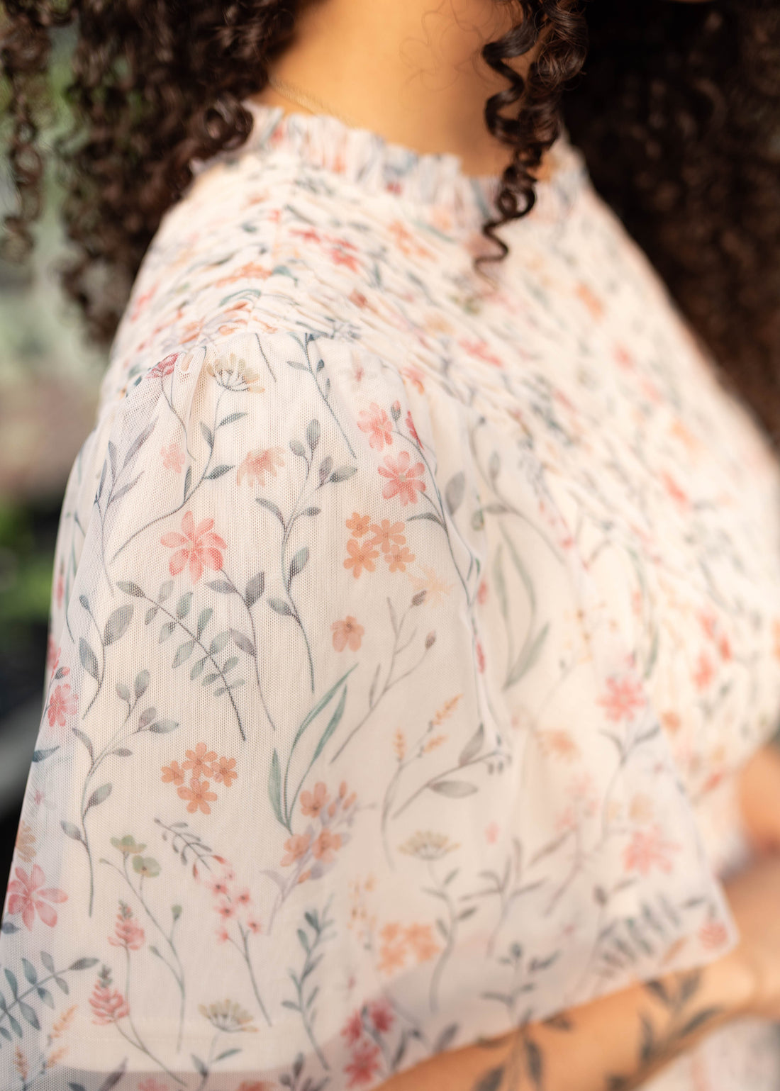 Nylah Blush Floral Mesh Dress