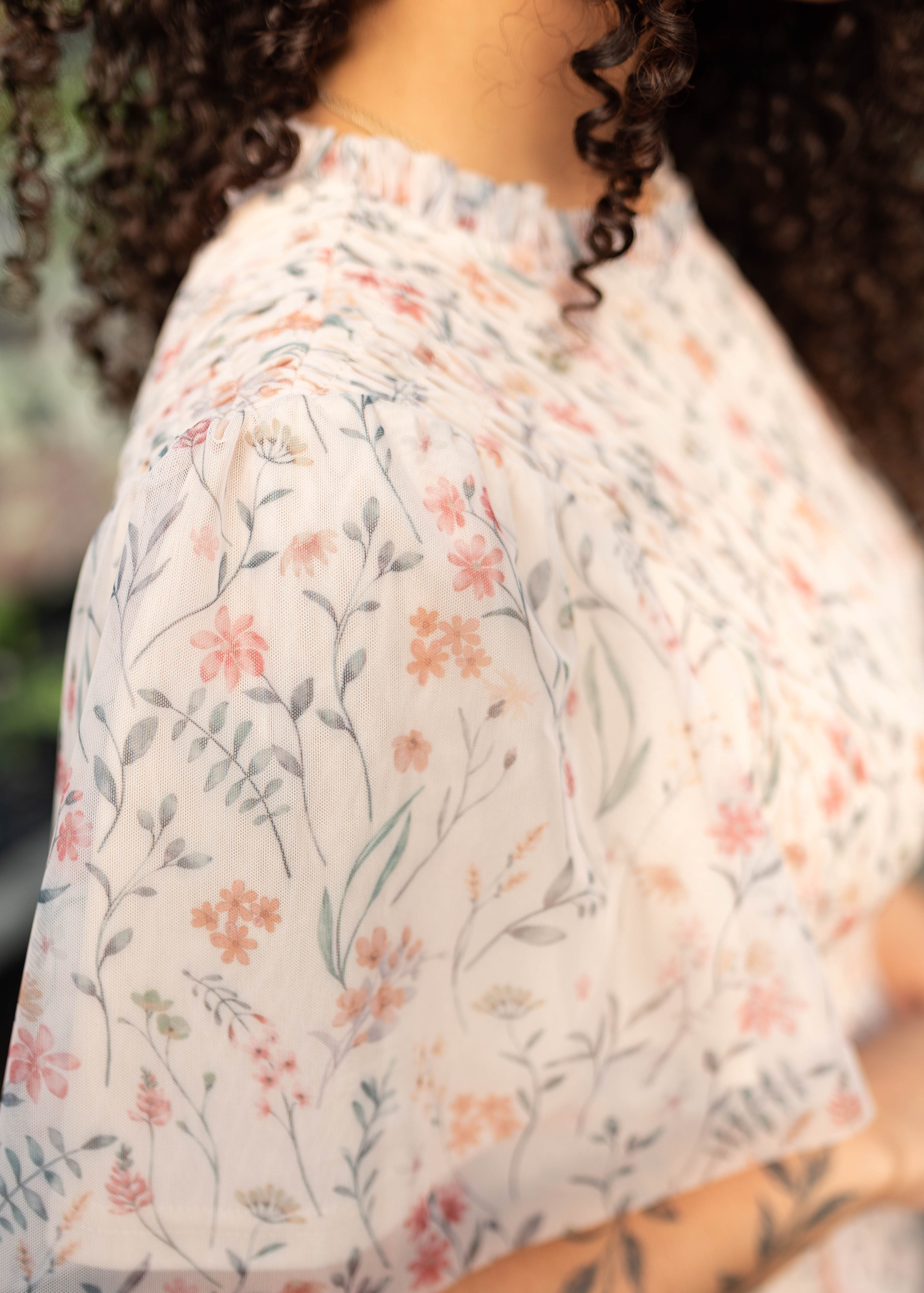 Nylah Blush Floral Mesh Dress