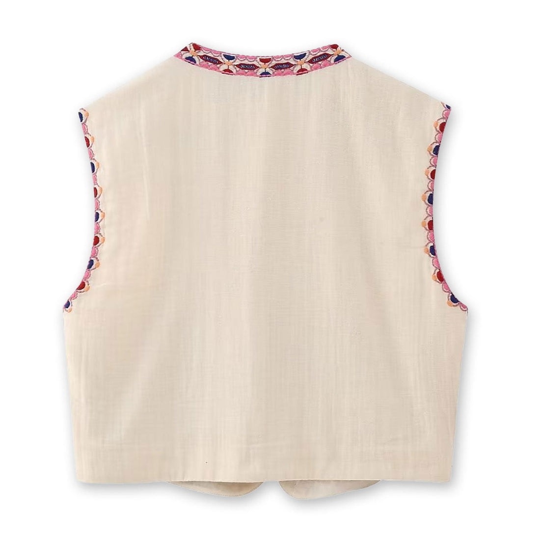 Pink Blooms Boho Floral Embroidered Vest
